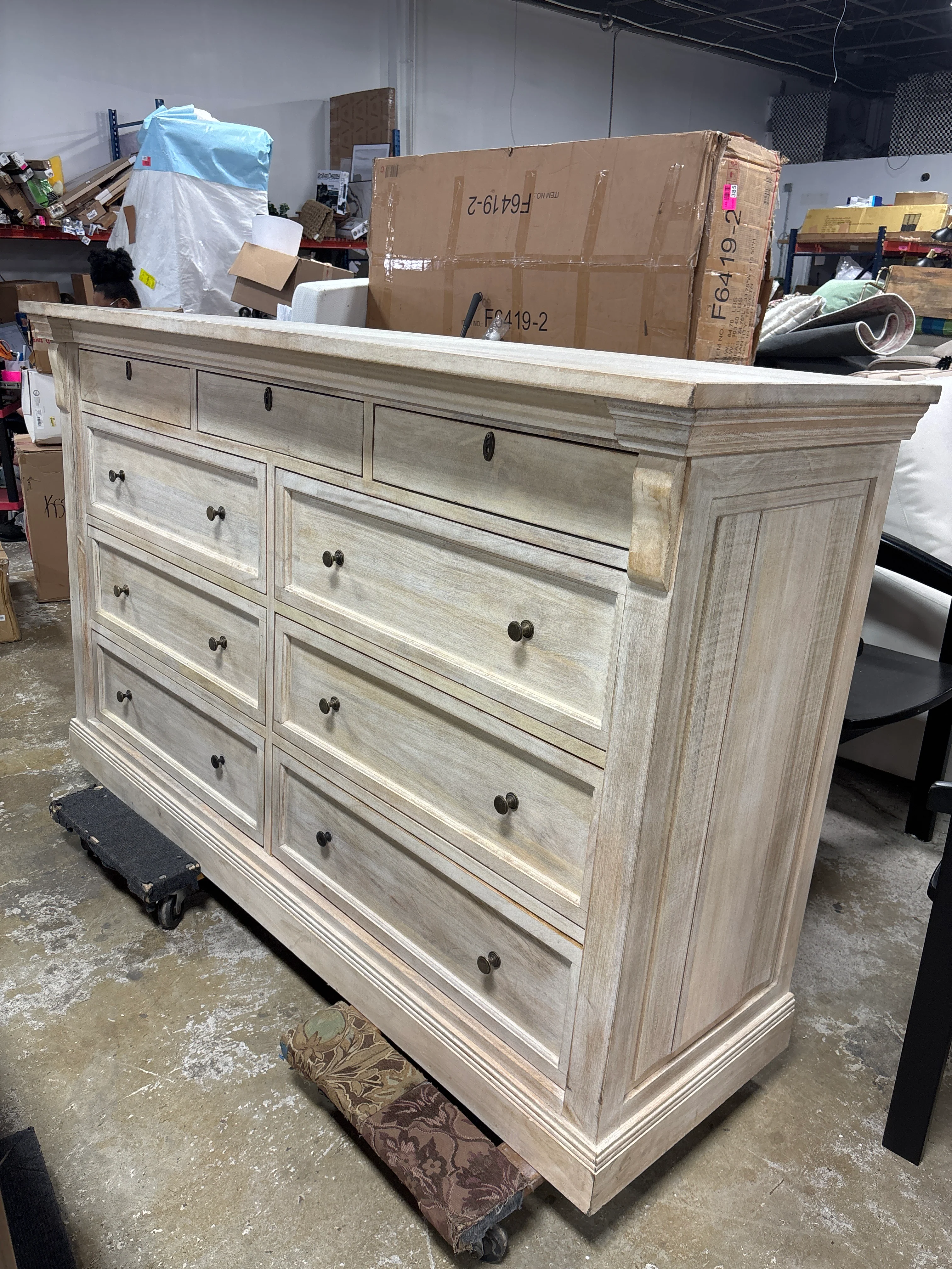 70" Adelaide 9-Drawer Dresser - White Wash SHOWROOM ITEM - Image 3