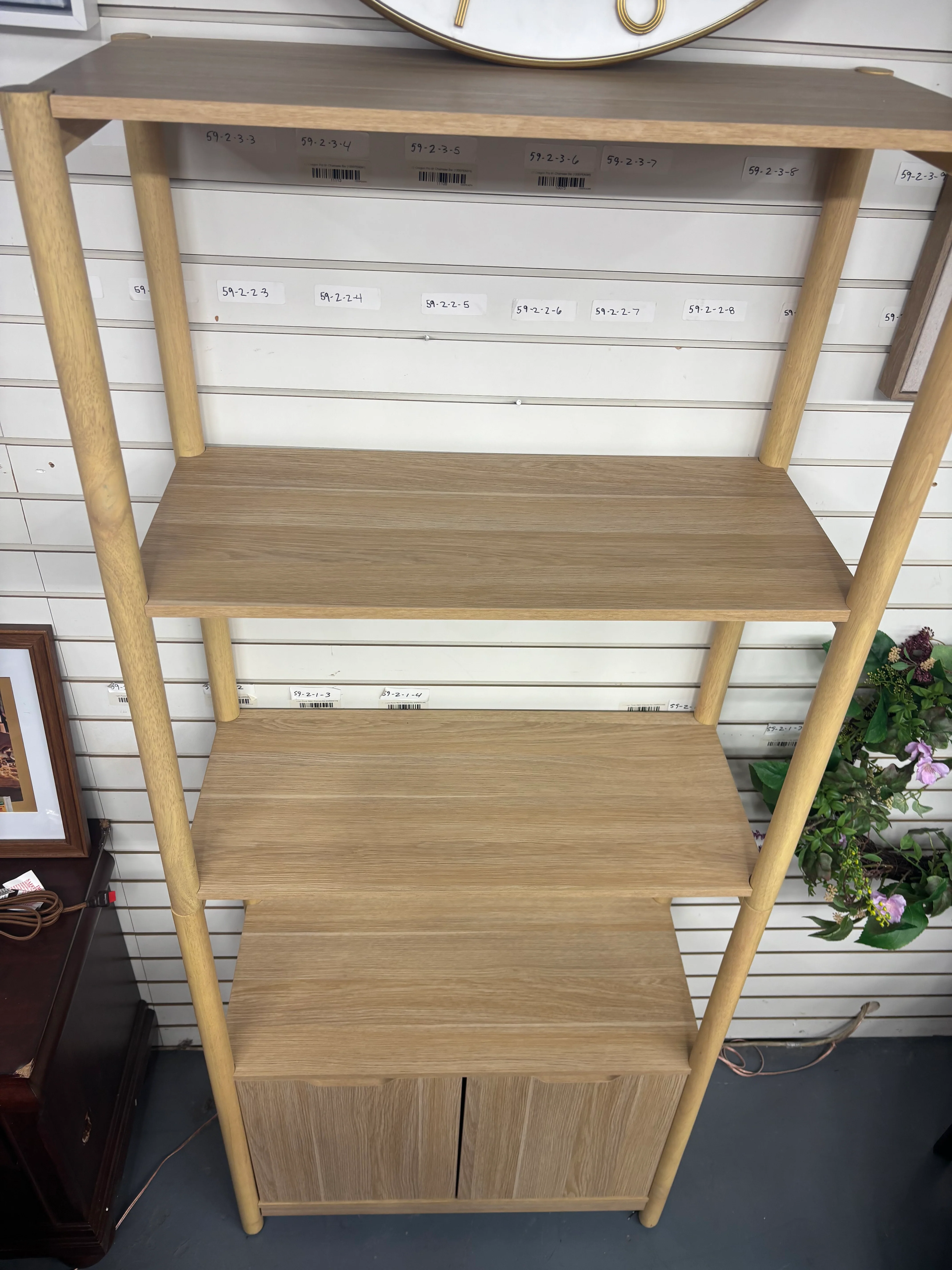72.25" Scandi Bookcase with Cabinet Storage Natural SHOWROOM ITEM - Image 4