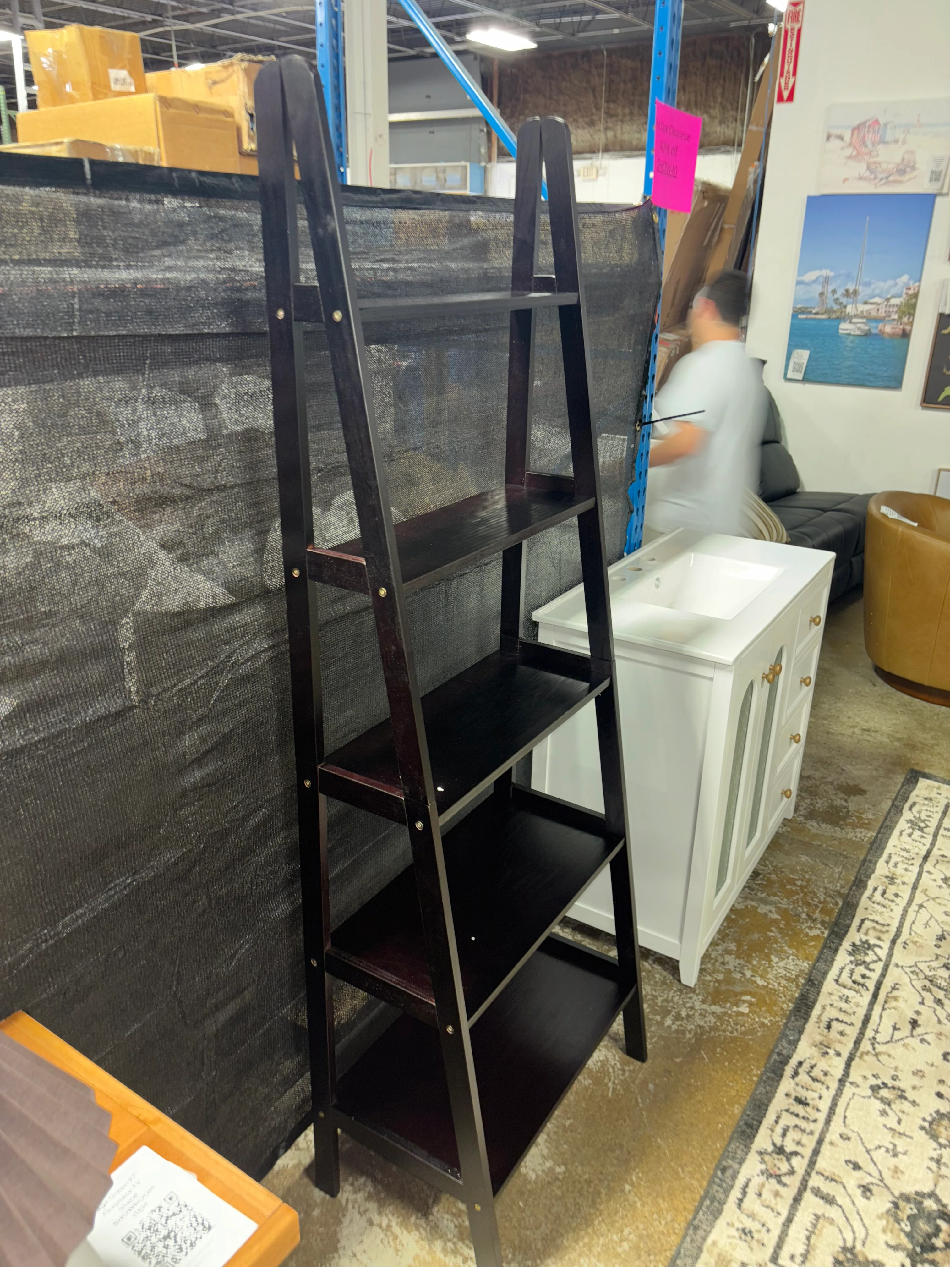 72" 5-Shelf Ladder Bookcase Espresso SHOWROOM ITEM - Image 3