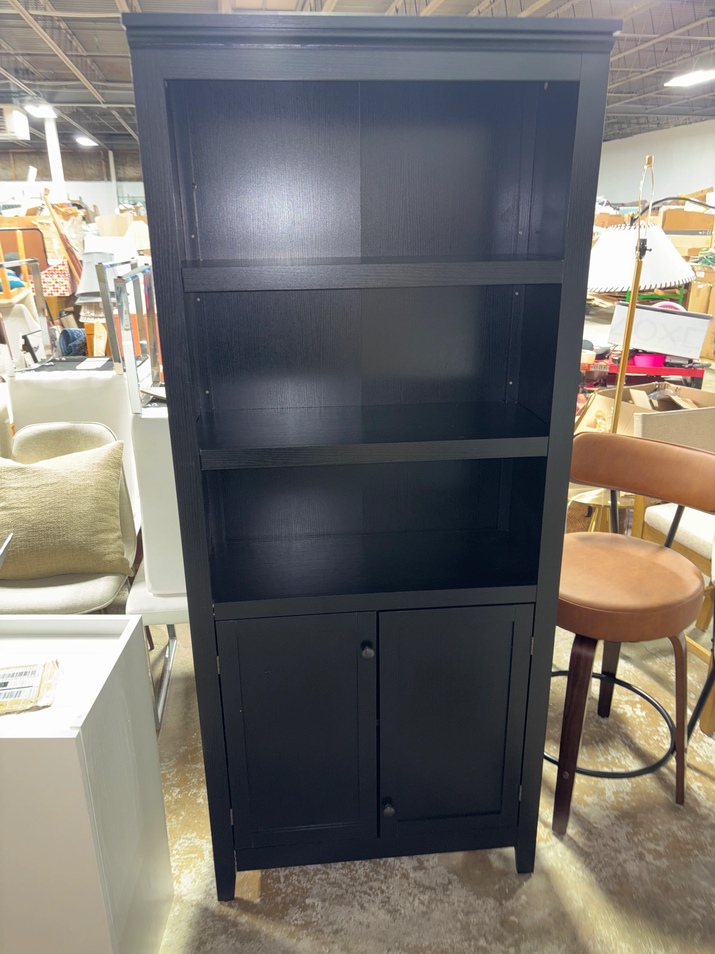 72" Carson 5 Shelf Bookcase with Doors - Black SHOWROOM ITEM - Image 2
