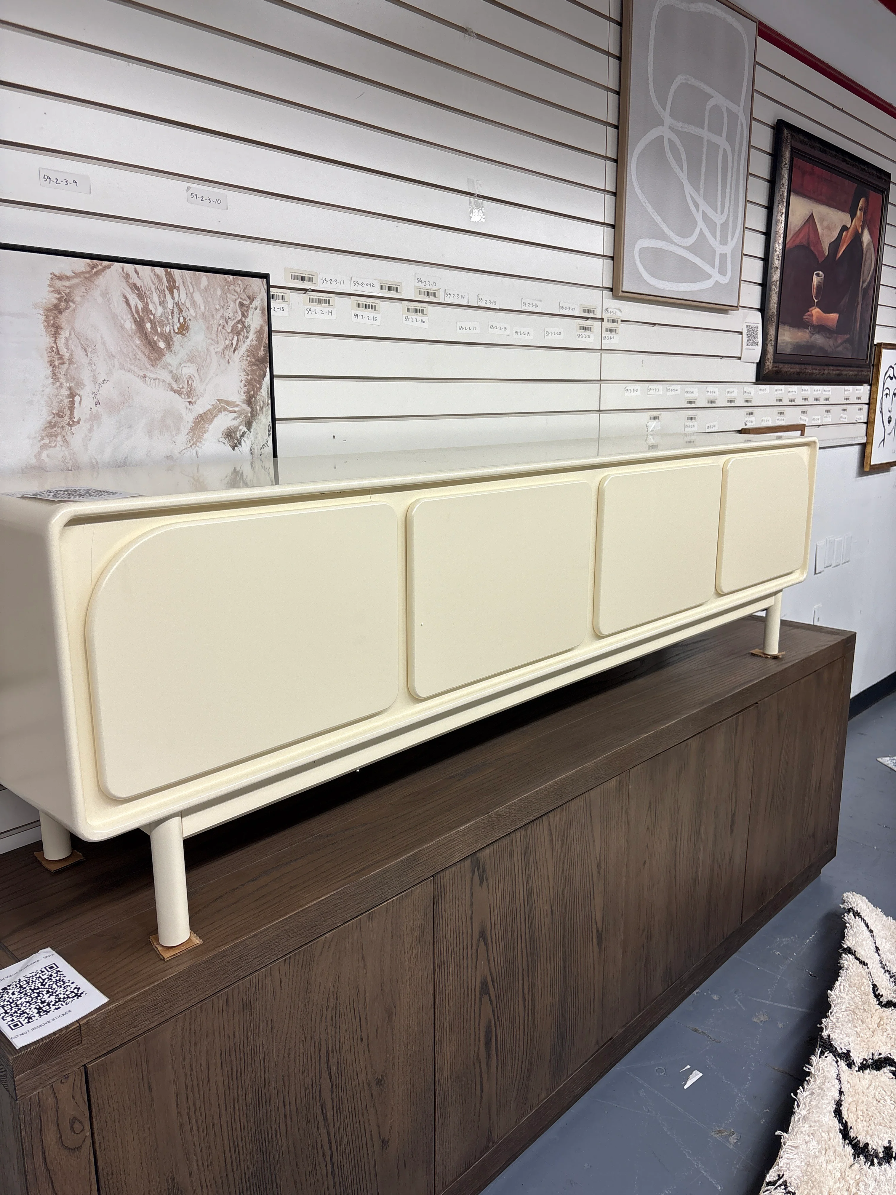 78.7"W Modern Storage TV Stand Beige Style Sideboard SHOWROOM ITEM - Image 2