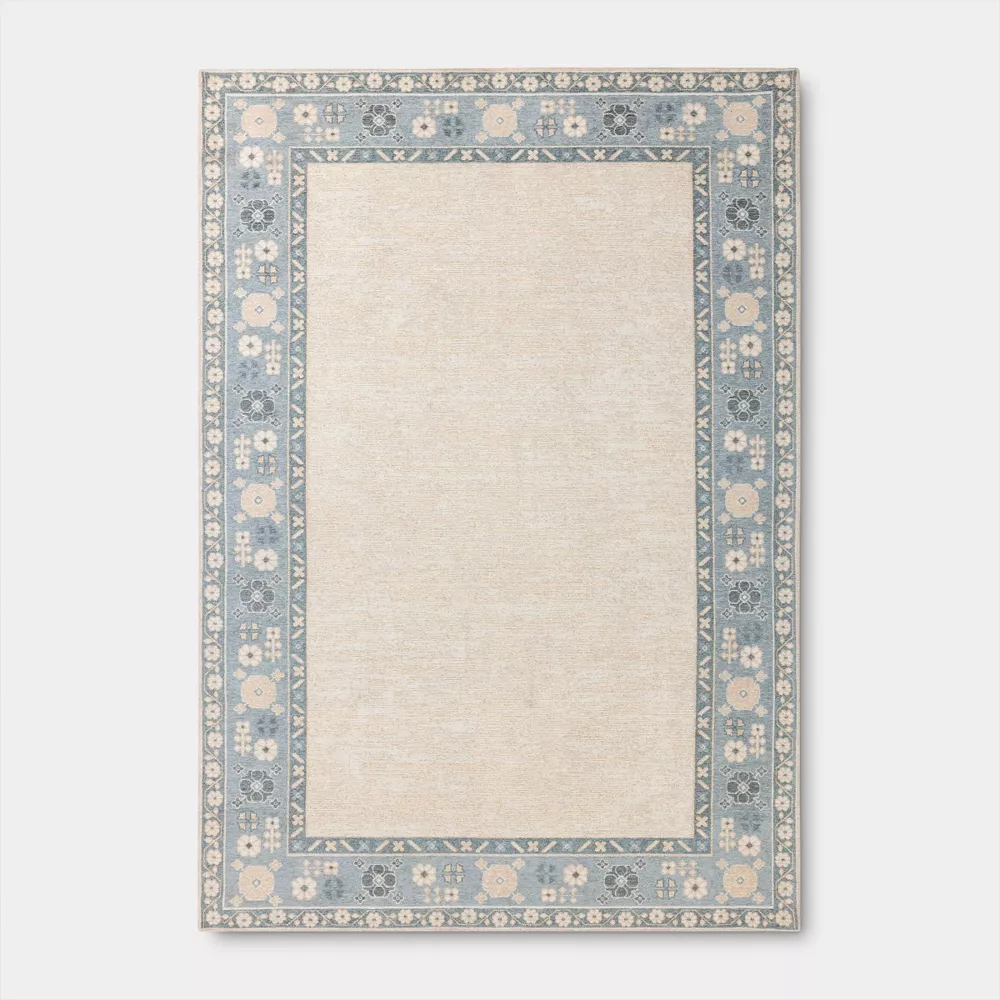 Border Area Rug Blue 7'x10'