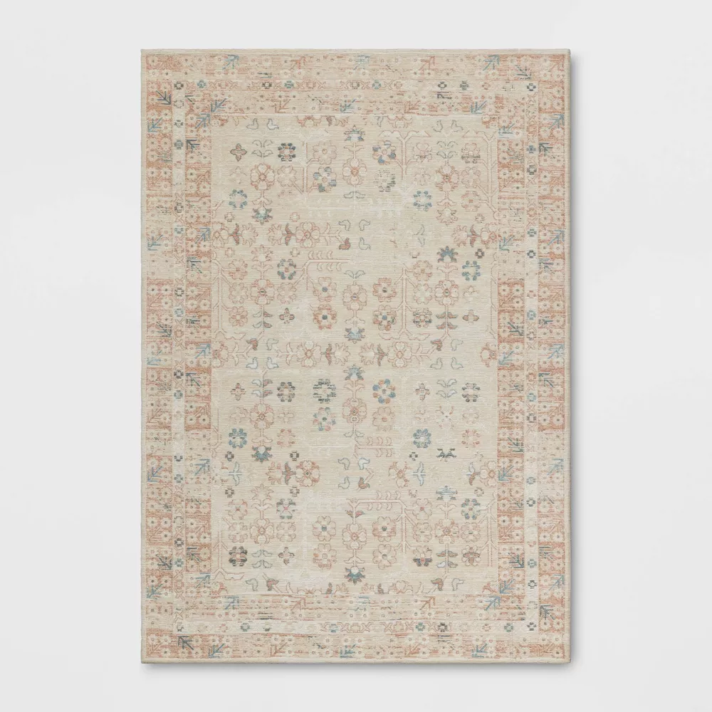 Border Flower Area Rug 7'x10'
