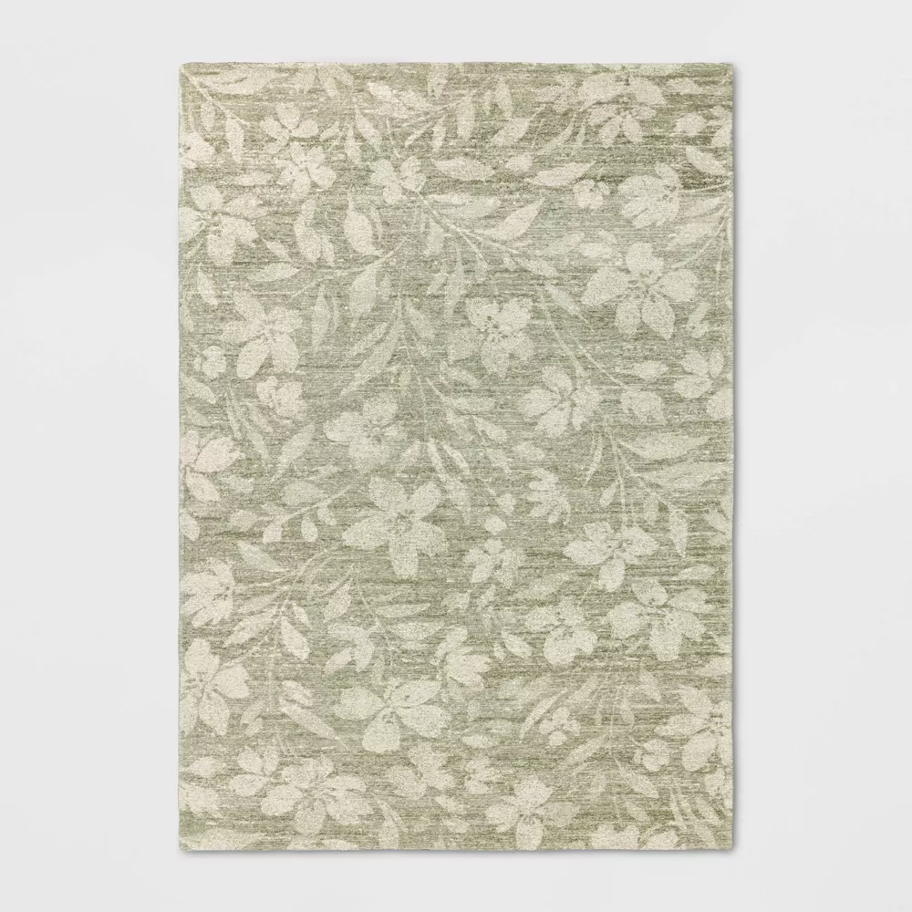 Botanical Flatweave Area Rug Green 7'x10'