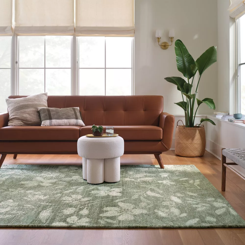 Botanical Flatweave Area Rug Green 7'x10' - Image 4