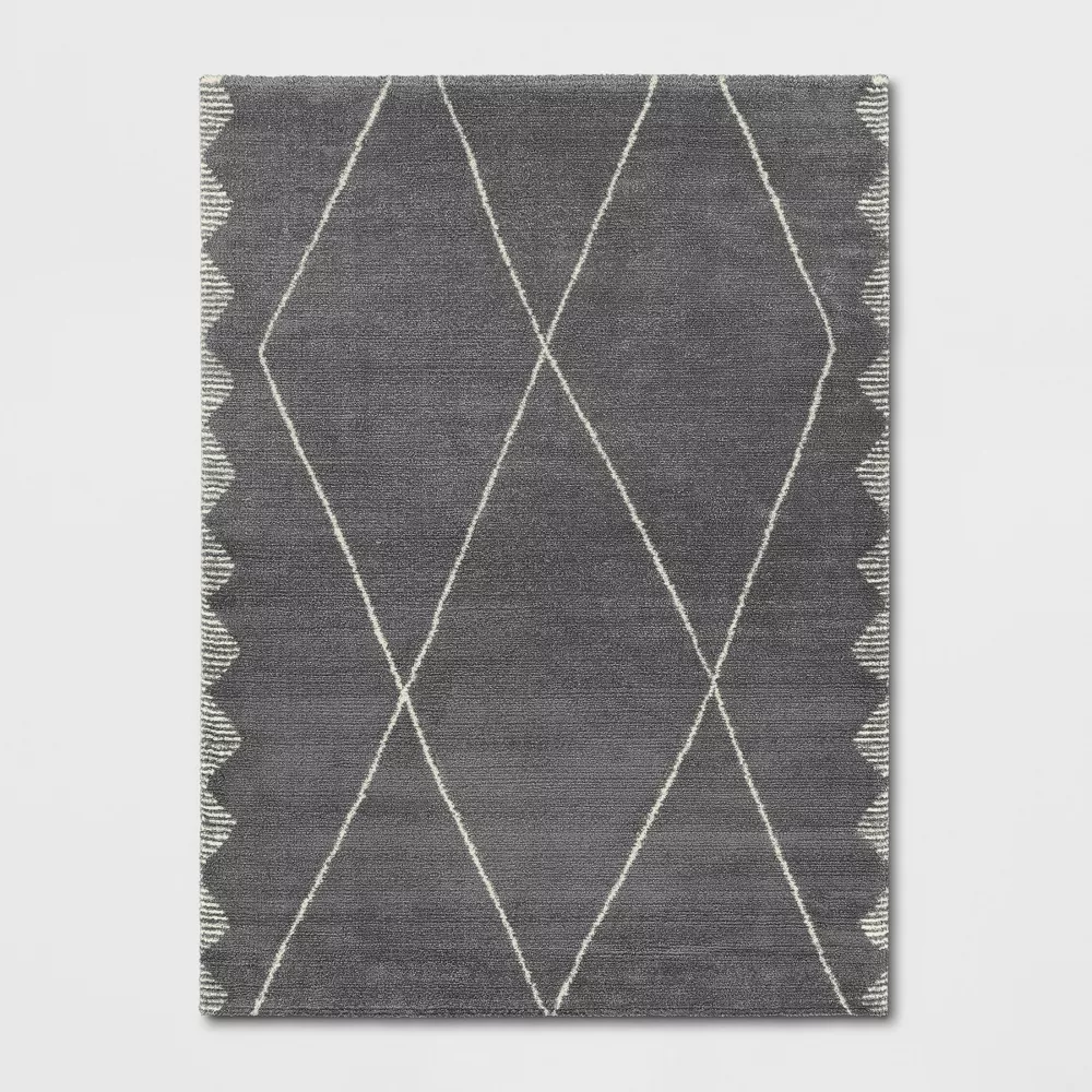 7'x10' Glacier Diamond Woven Area Rug Charcoal Heather