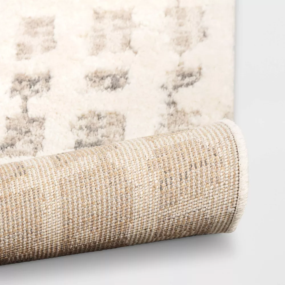 High Low Grid Area Rug Taupe/Cream/Gray 7'x10' - Image 2
