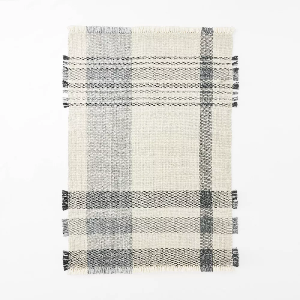 Laurelhurst Indoor/Outdoor Plaid Area Rug Black/White 7'x10'