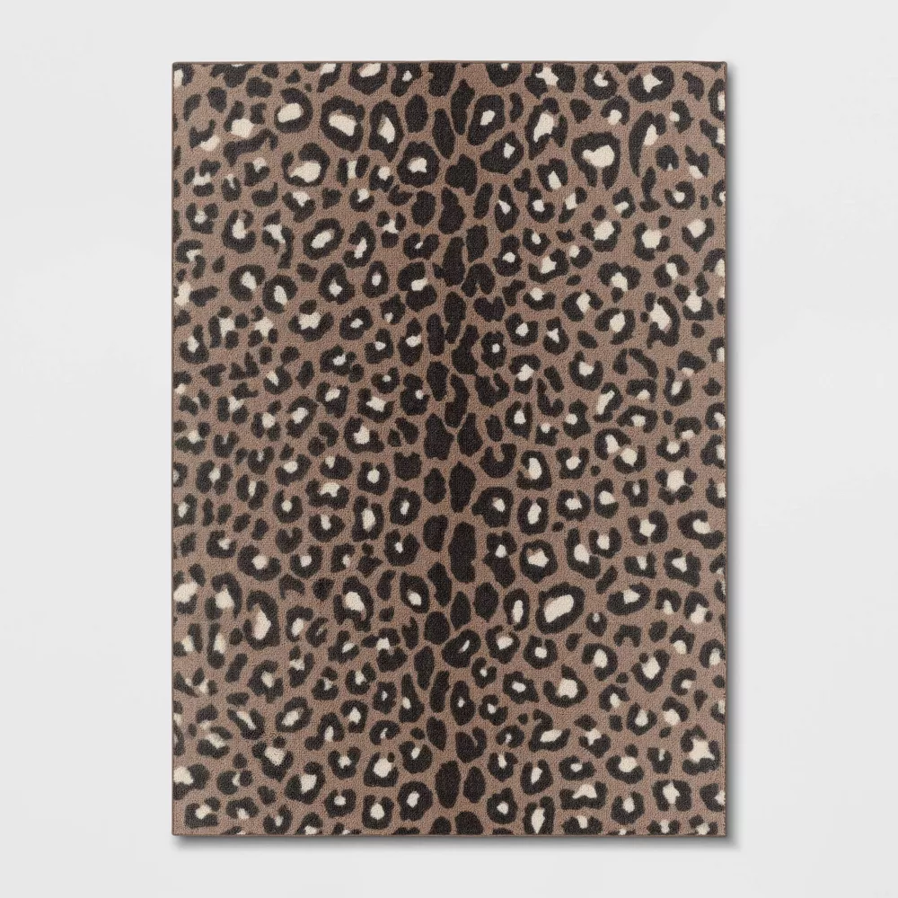 Leopard Area Rug Brown 7'x10'
