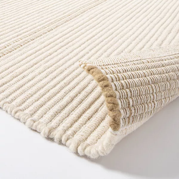 7'x10' Marina Striped Wool/Cotton Area Rug Cream - Image 2