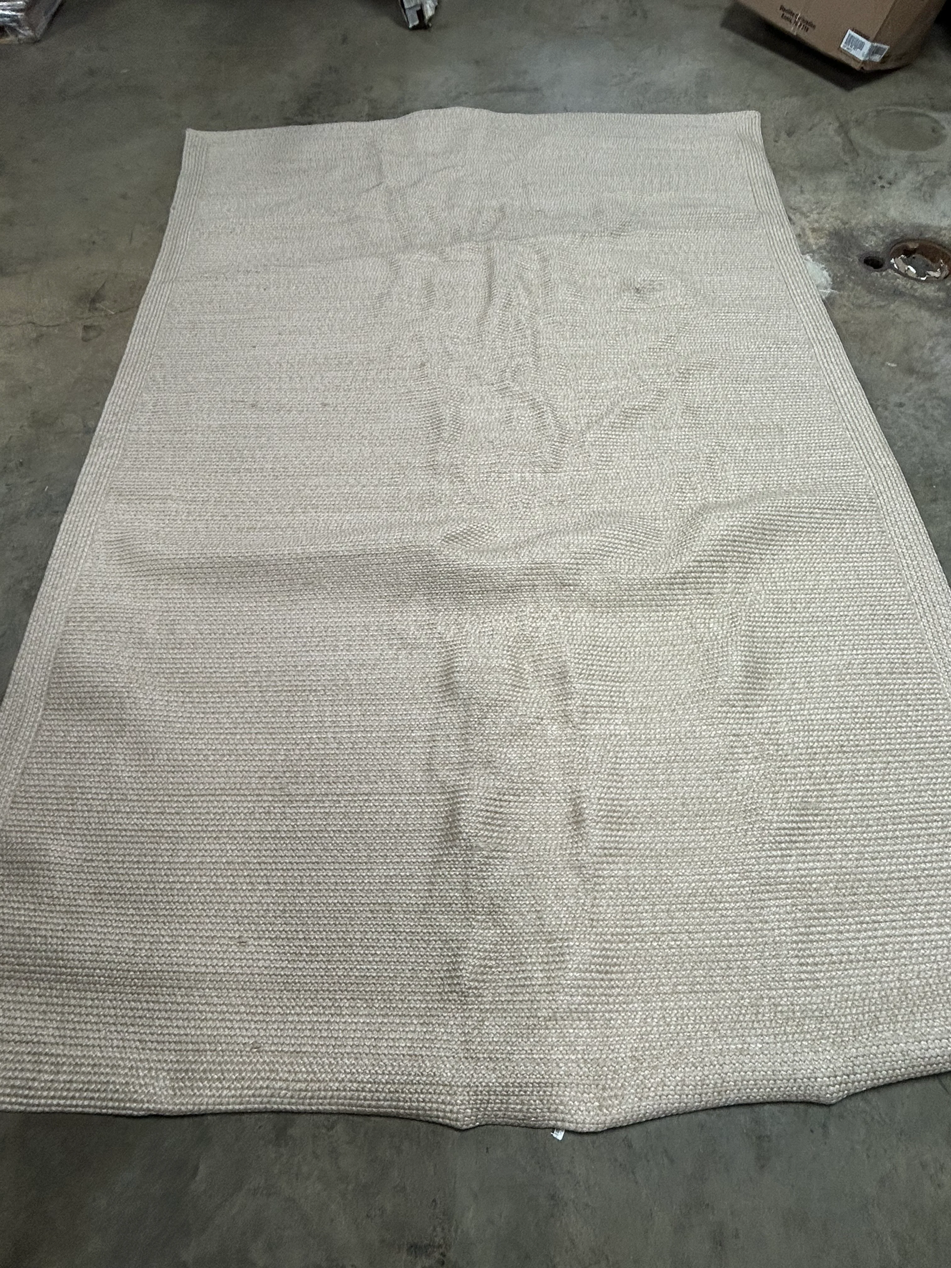 Natural Woven Rectangular Braided Outdoor Area Rug Heathered Cream 7'x10' - Image 5