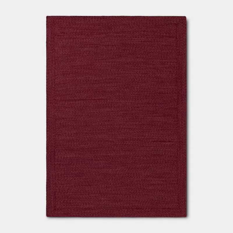 Natural Woven Rectangular Braided Outdoor Area Rug Rose 7'x10'