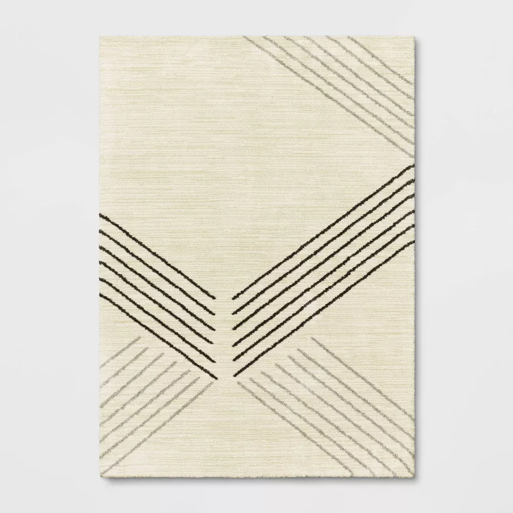 7'x10' Soria Line Geo Area Rug Cream