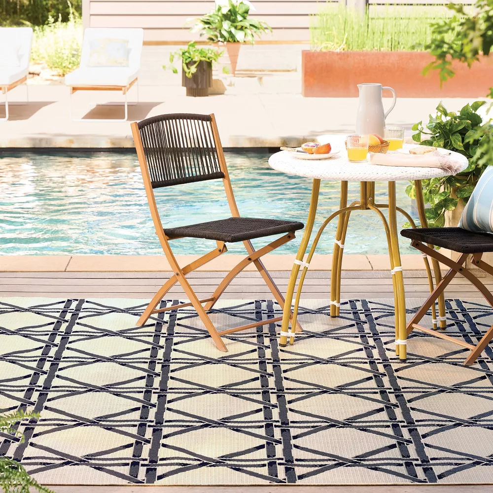 Star Rope Rectangular Woven Outdoor Area Rug Blue 7'x10' - Image 4