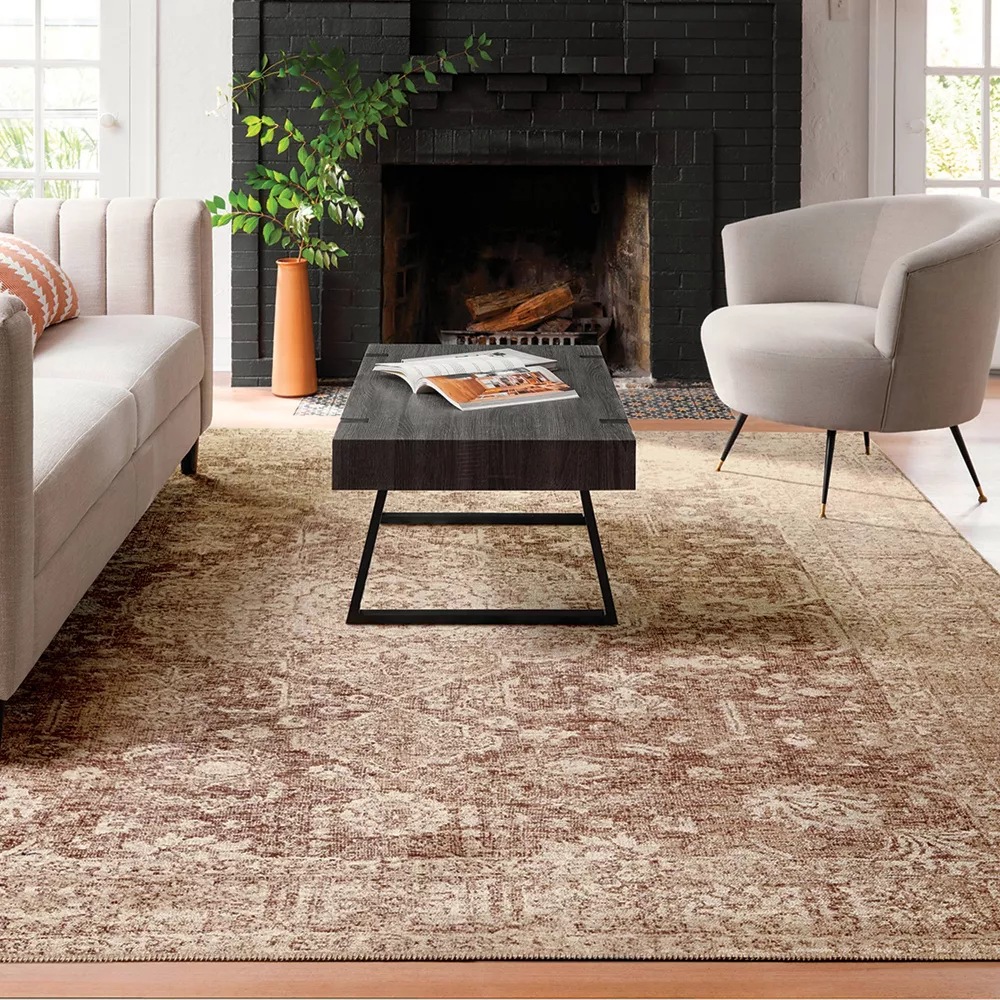 Traditional Area Rug Brown 7'x10' - Image 4