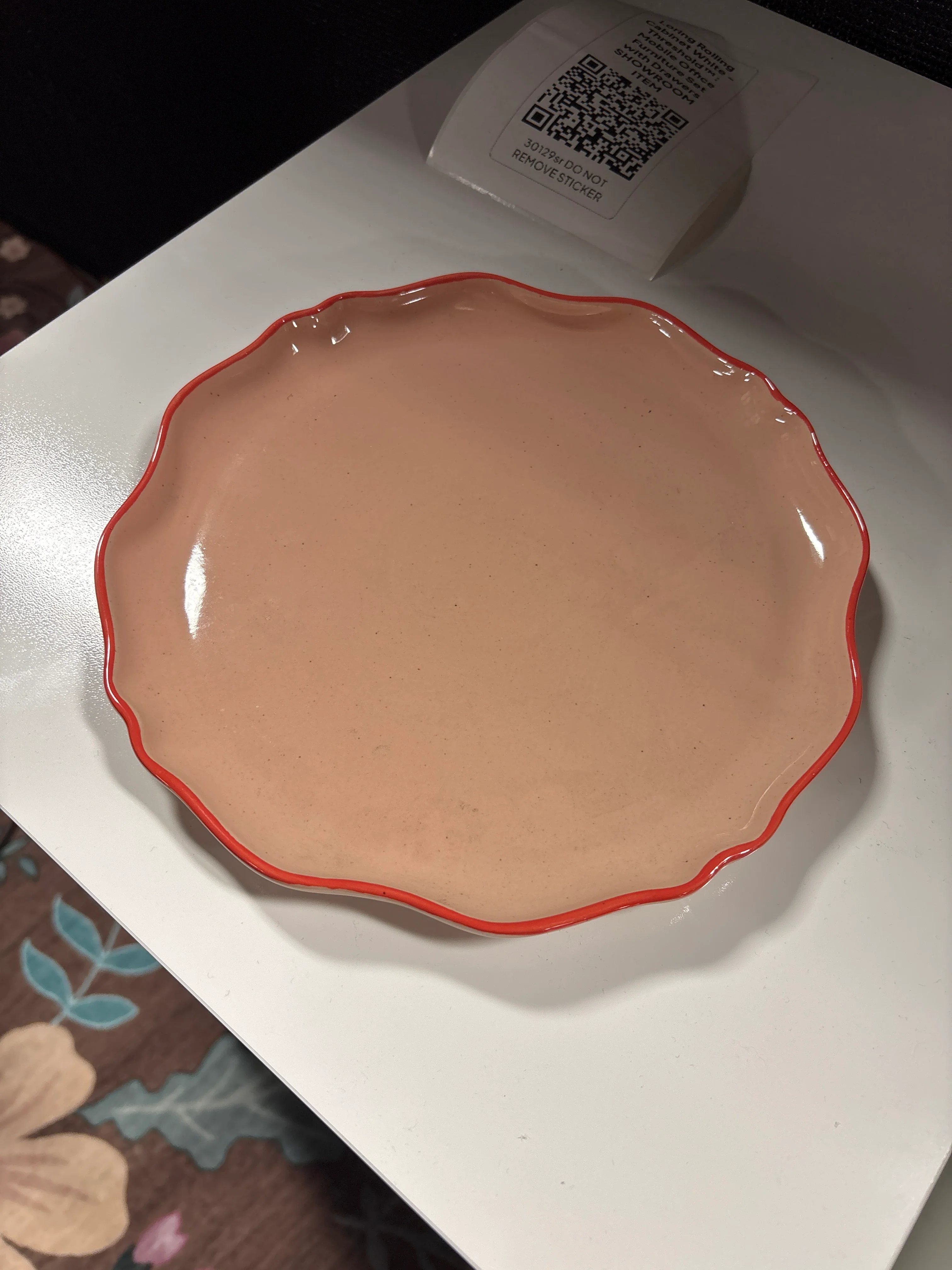 8.6" Irregular Edge Recycled Ceramic Salad Plate Coral/Orange SHOWROOM ITEM - Image 2