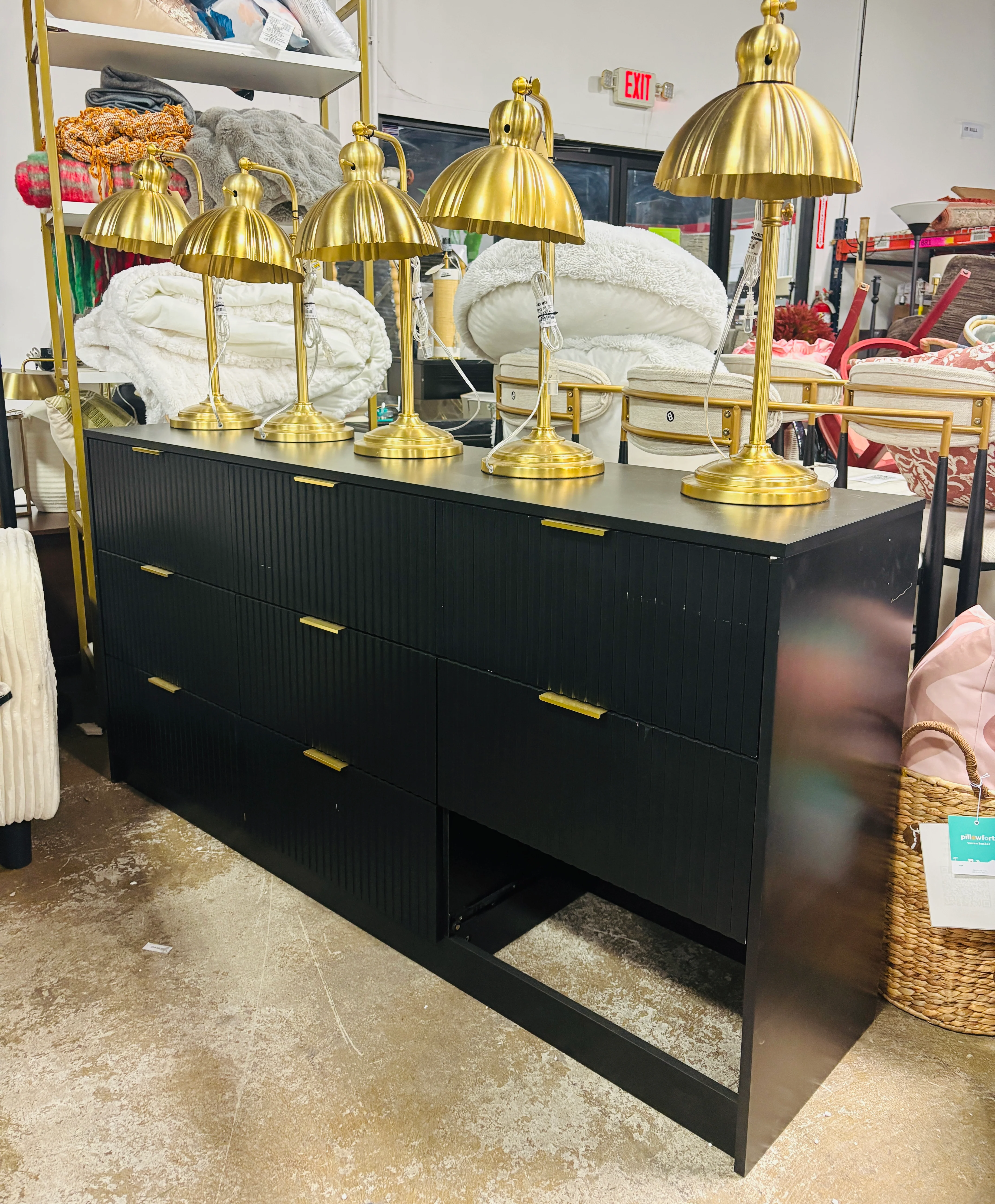 8 Drawer Black and gold Dresser SHOWROOM ITEM