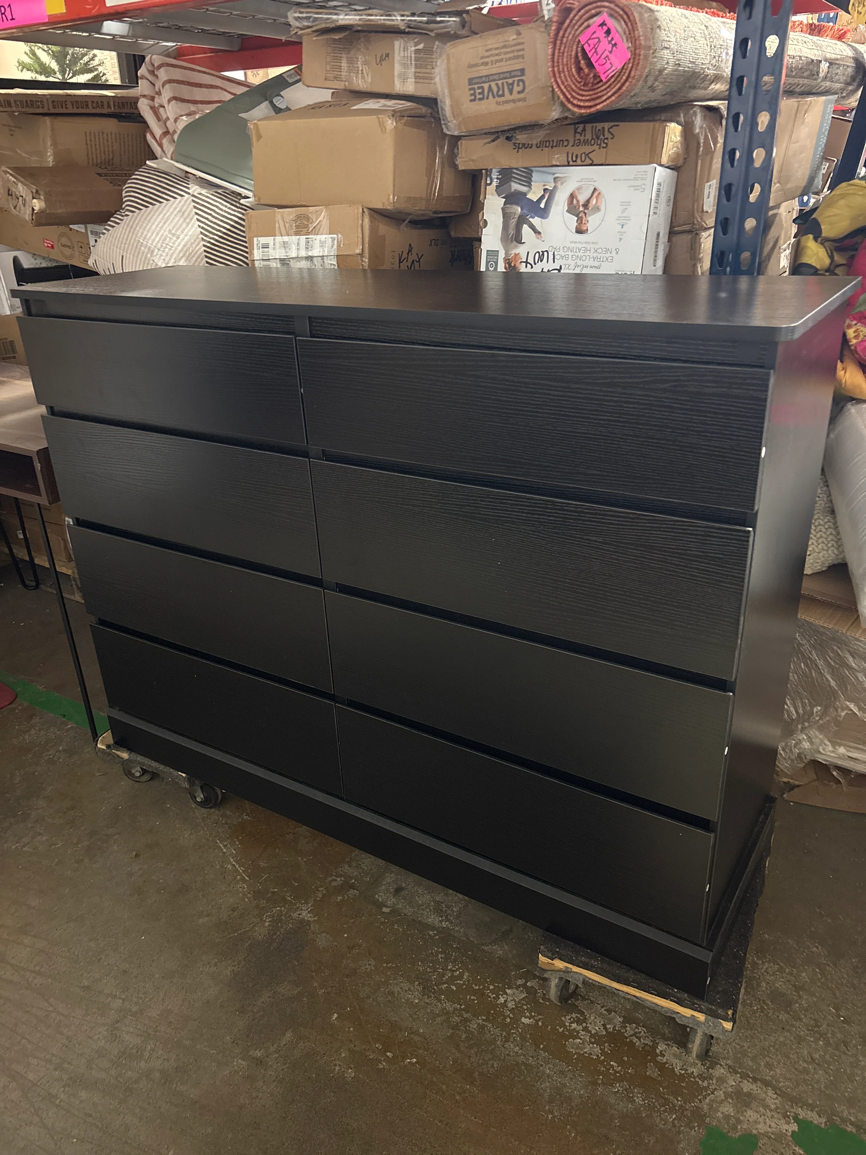 8-Drawer Wide Modern Dresser Black SHOWROOM ITEM - Image 2