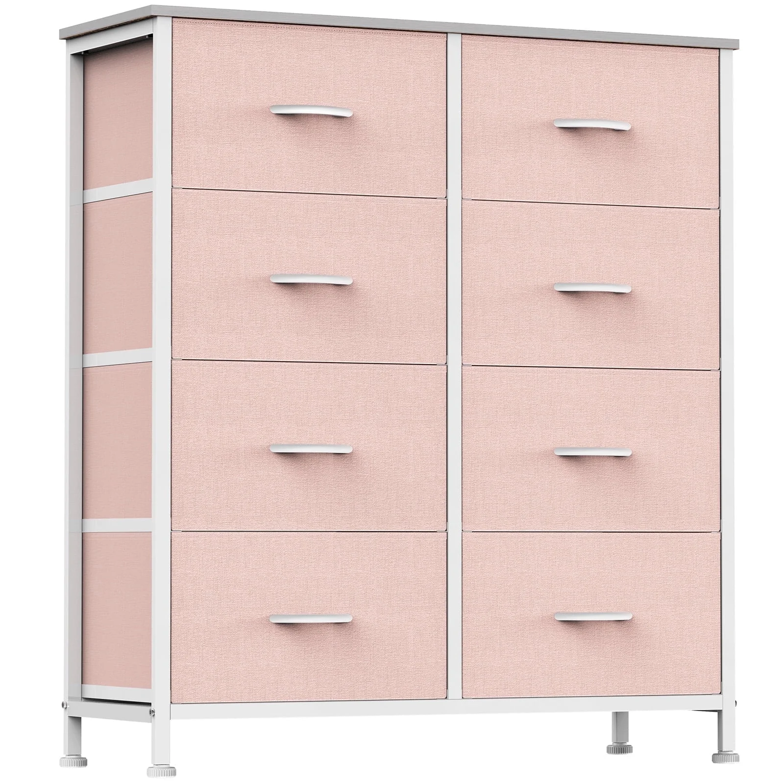 8 Drawers Fabric Dresser, TV Cabinet Sideboard, Pink