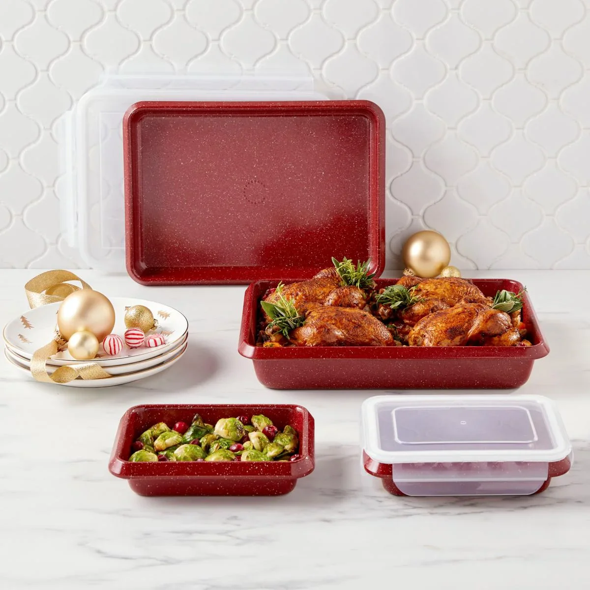 6-Piece Non-stick Bakeware Set with Baking, Roasting Pans, and Storage Lids - Image 2