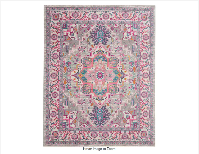 8' X 10' Nourison Passion Persian Area Rug - Light Grey/Pink SHOWROOM ITEM