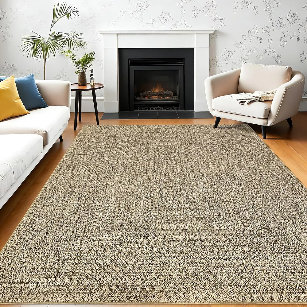 Washable Area Rug for Living Room, Braided Pattern 8' x 10'