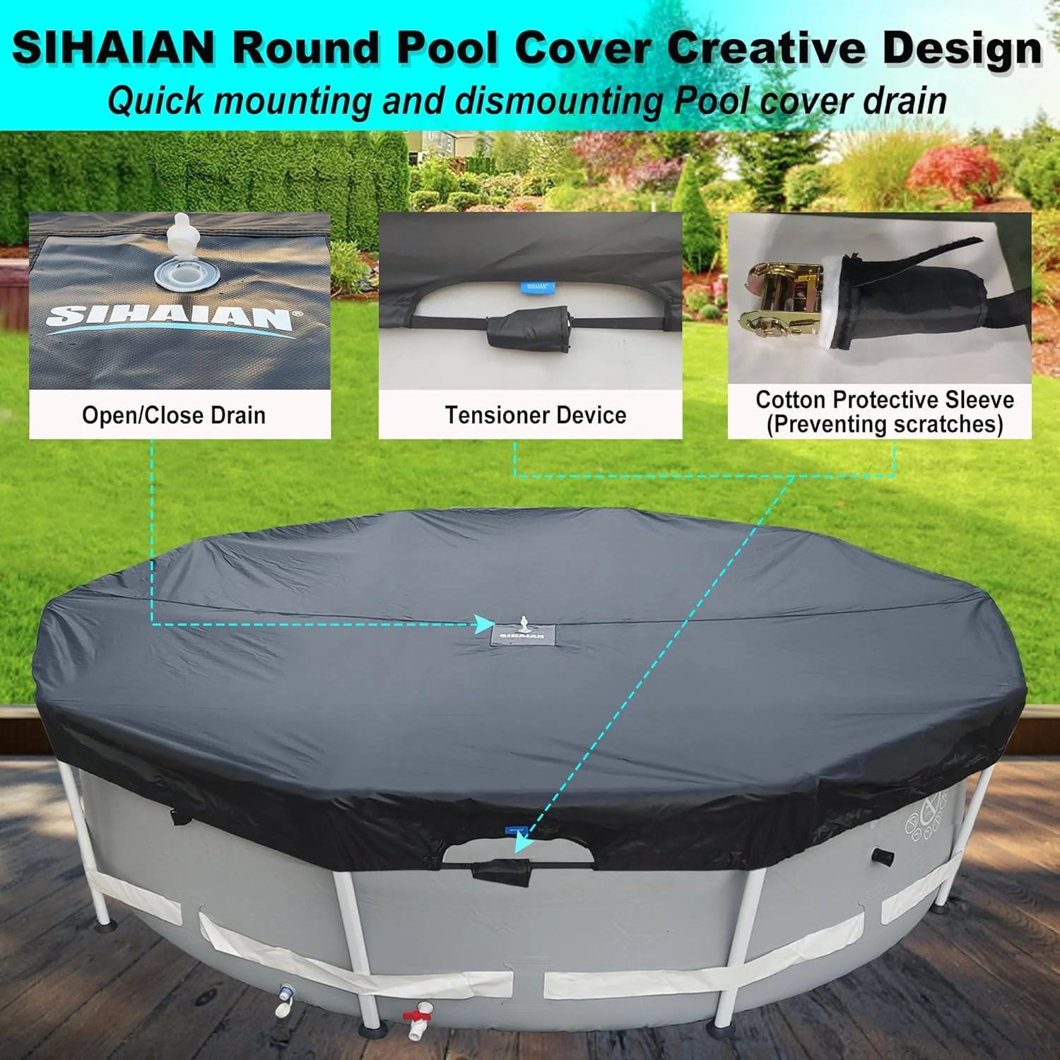Round Pool Cover, Prevents Water Accumulation Stock Tank Pool Cover - Image 3