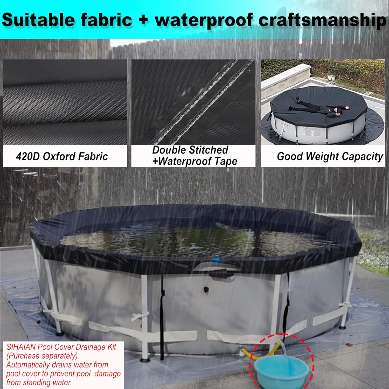 Round Pool Cover, Prevents Water Accumulation Stock Tank Pool Cover - Image 4