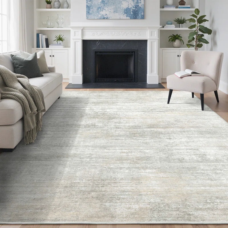 Abstract Modern Machine Washable Gray / Beige Indoor Area Rug 8'x10' - Image 2