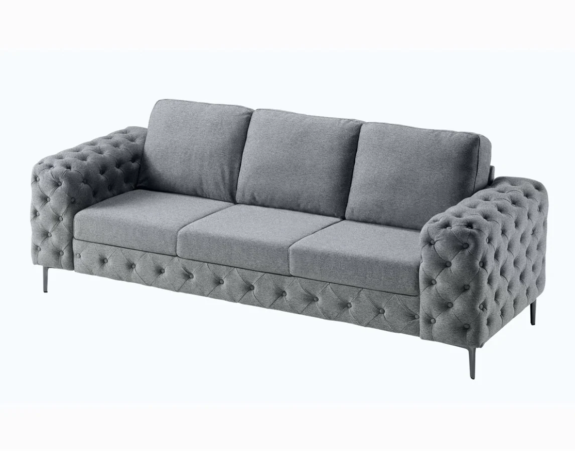 92-Inch Modern Button Tufted 3-Seater Sofa With Wide Armrests SHOWROOM ITEM