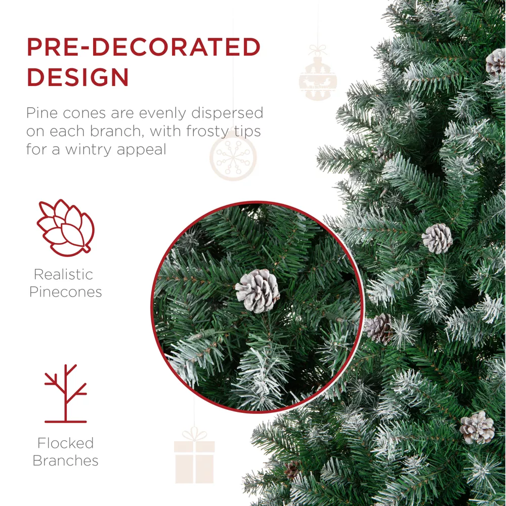Pre-Decorated Holiday Christmas Pine Tree, Base Green - Image 3