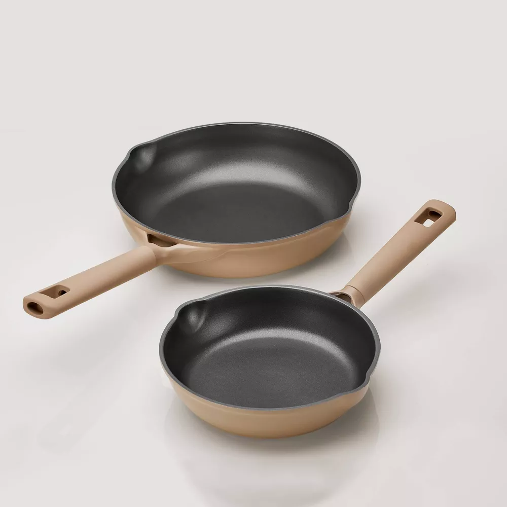 8pc Nonstick Cookware Set Taupe - Image 4