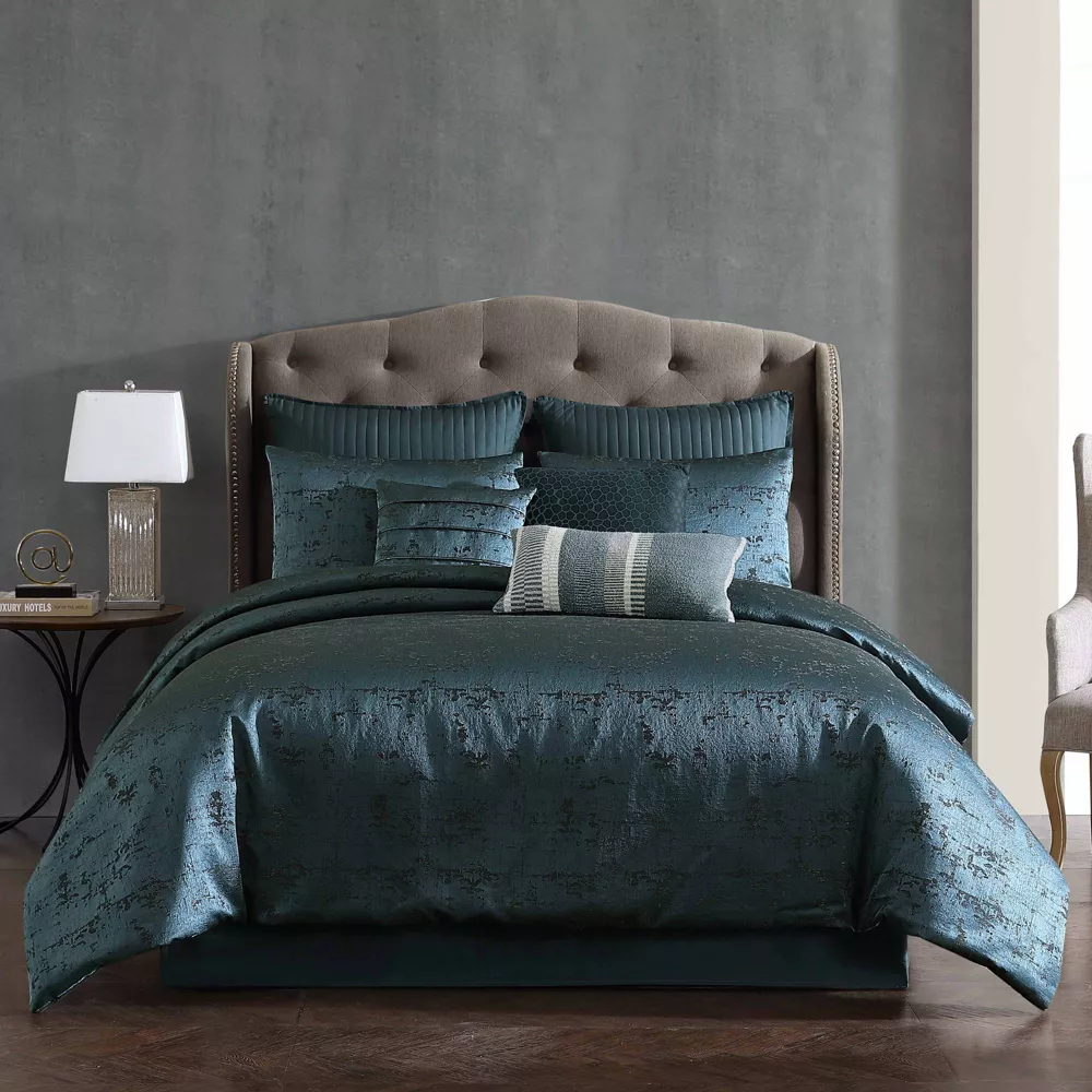 9pc Queen Dobbins Comforter Bedding Set Blue - Image 2