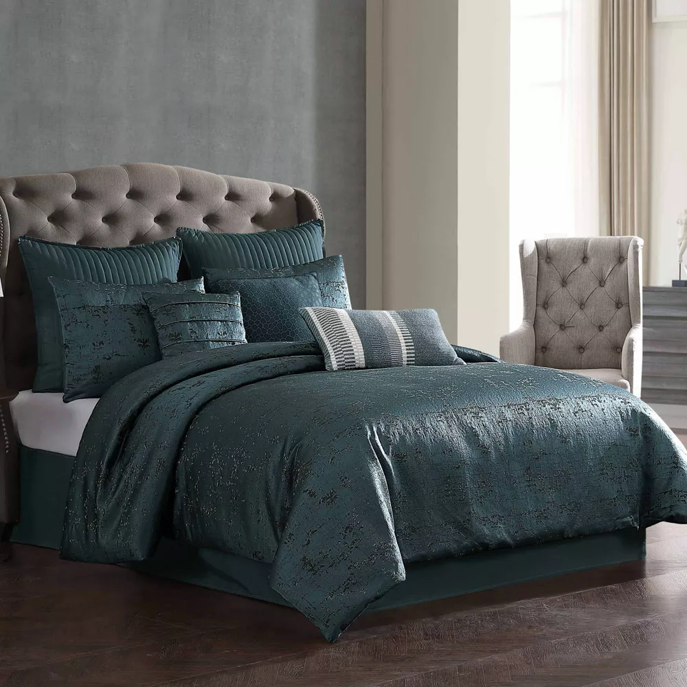 9pc Queen Dobbins Comforter Bedding Set Blue - Image 5