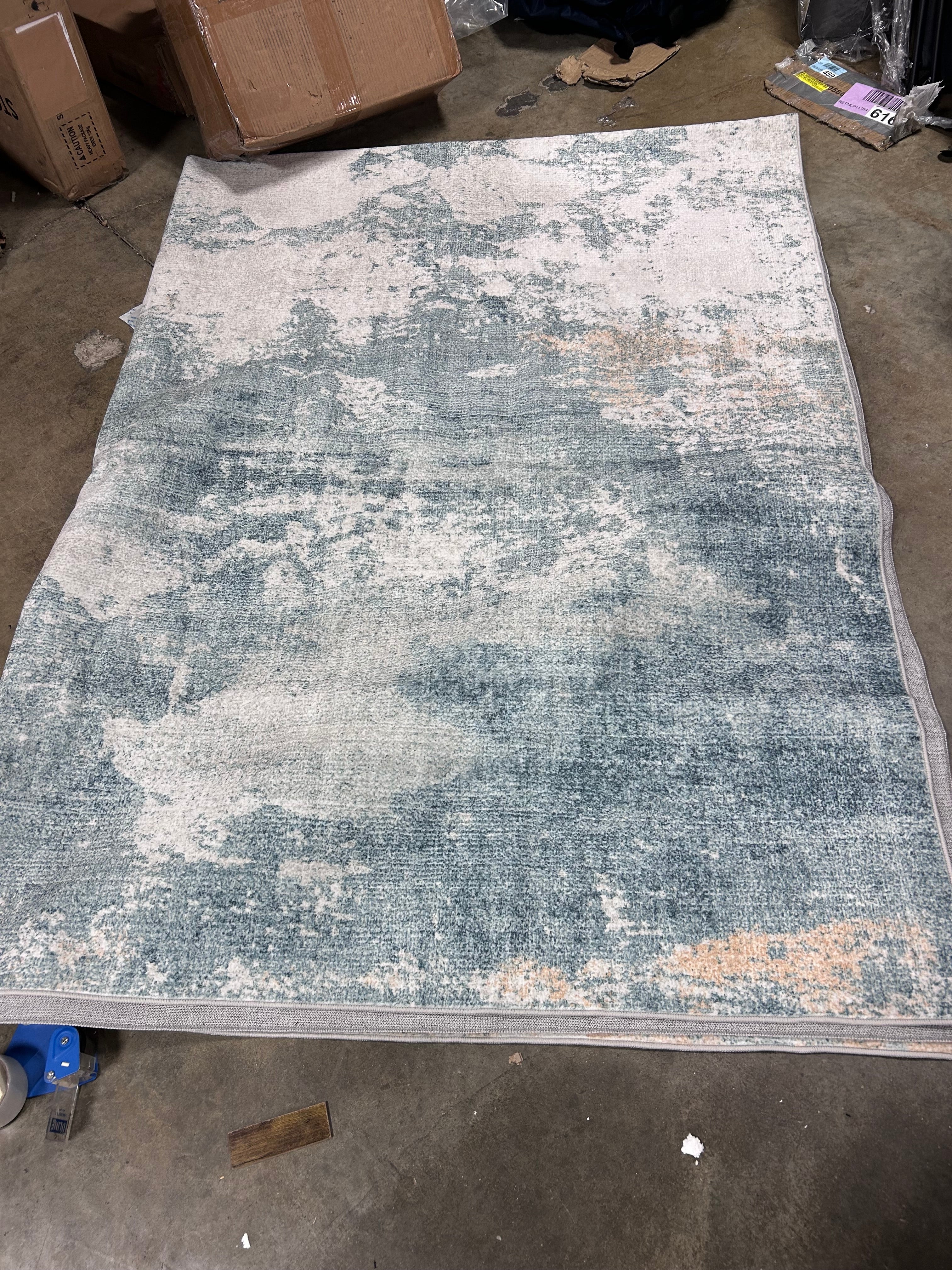 Abstract Distressed Rugs Indoor Neutral Carpet 9'x12' - Image 7