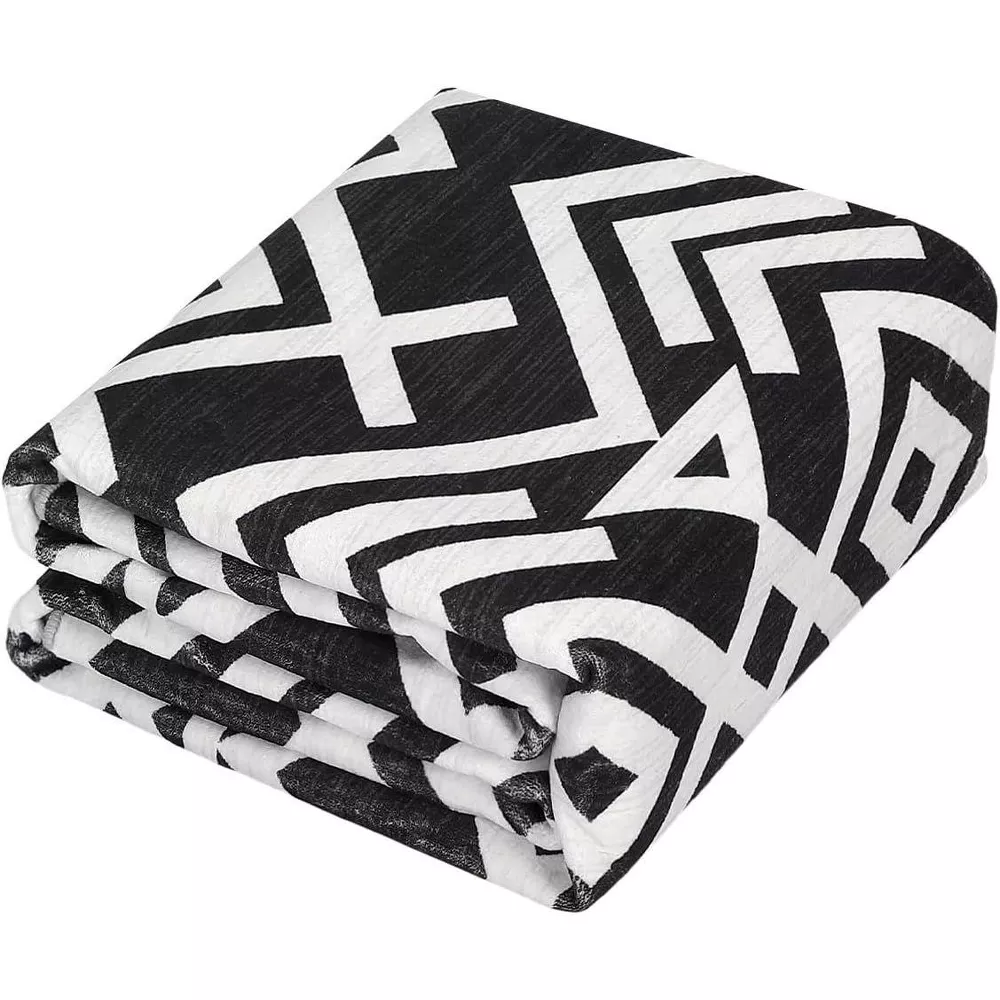 Geometric Washable Area Rugs Stain Resistant Black 9x12