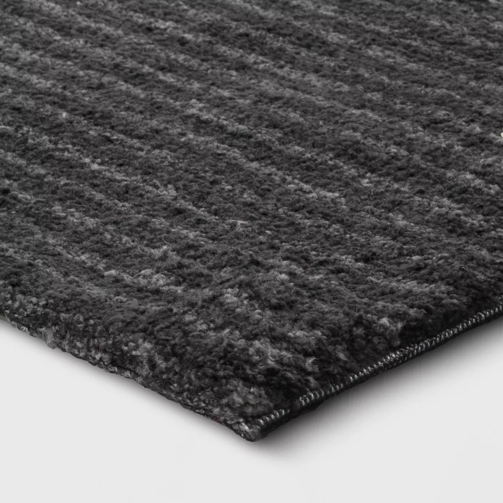Solid Knitted Striped Area Rug Charcoal Gray 9'x12' - Image 3