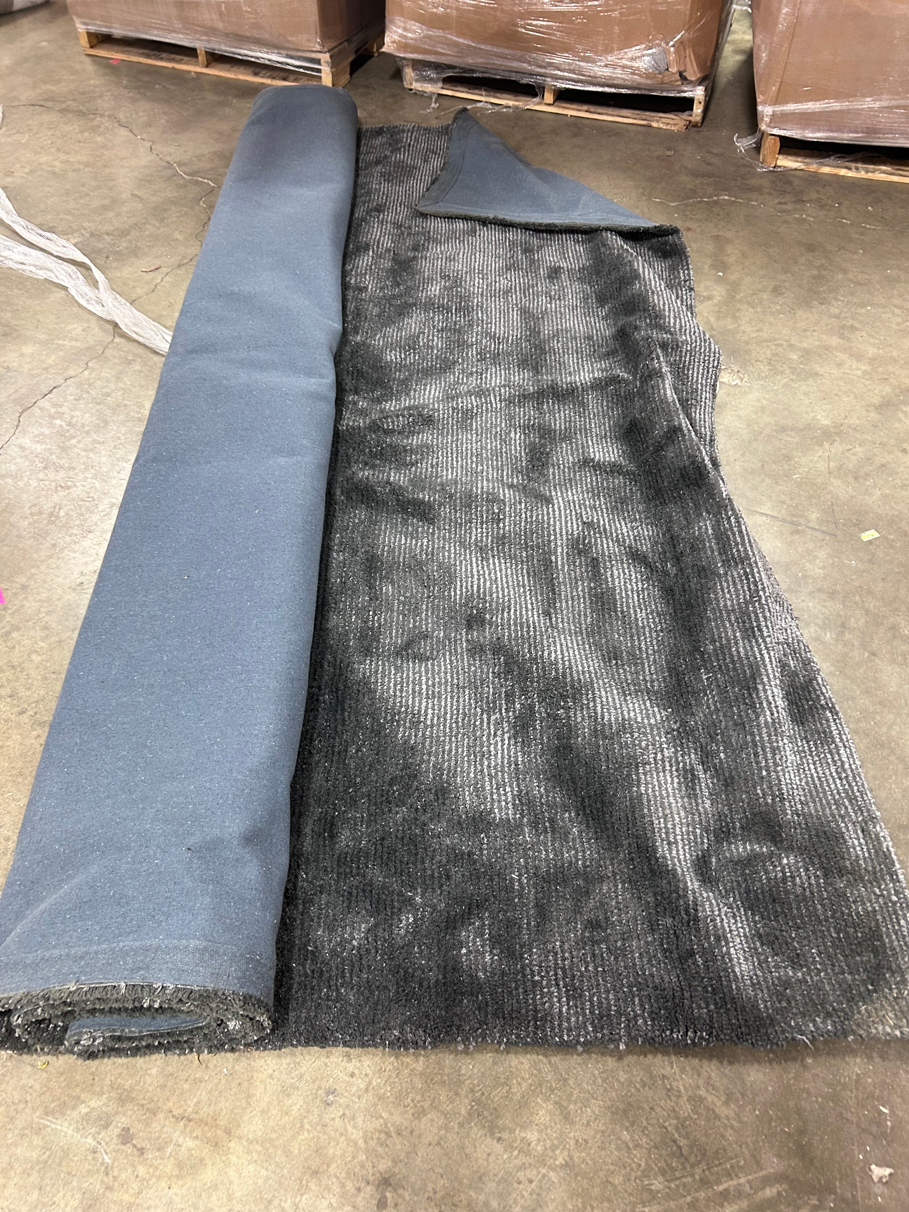 Solid Knitted Striped Area Rug Charcoal Gray 9'x12' - Image 6