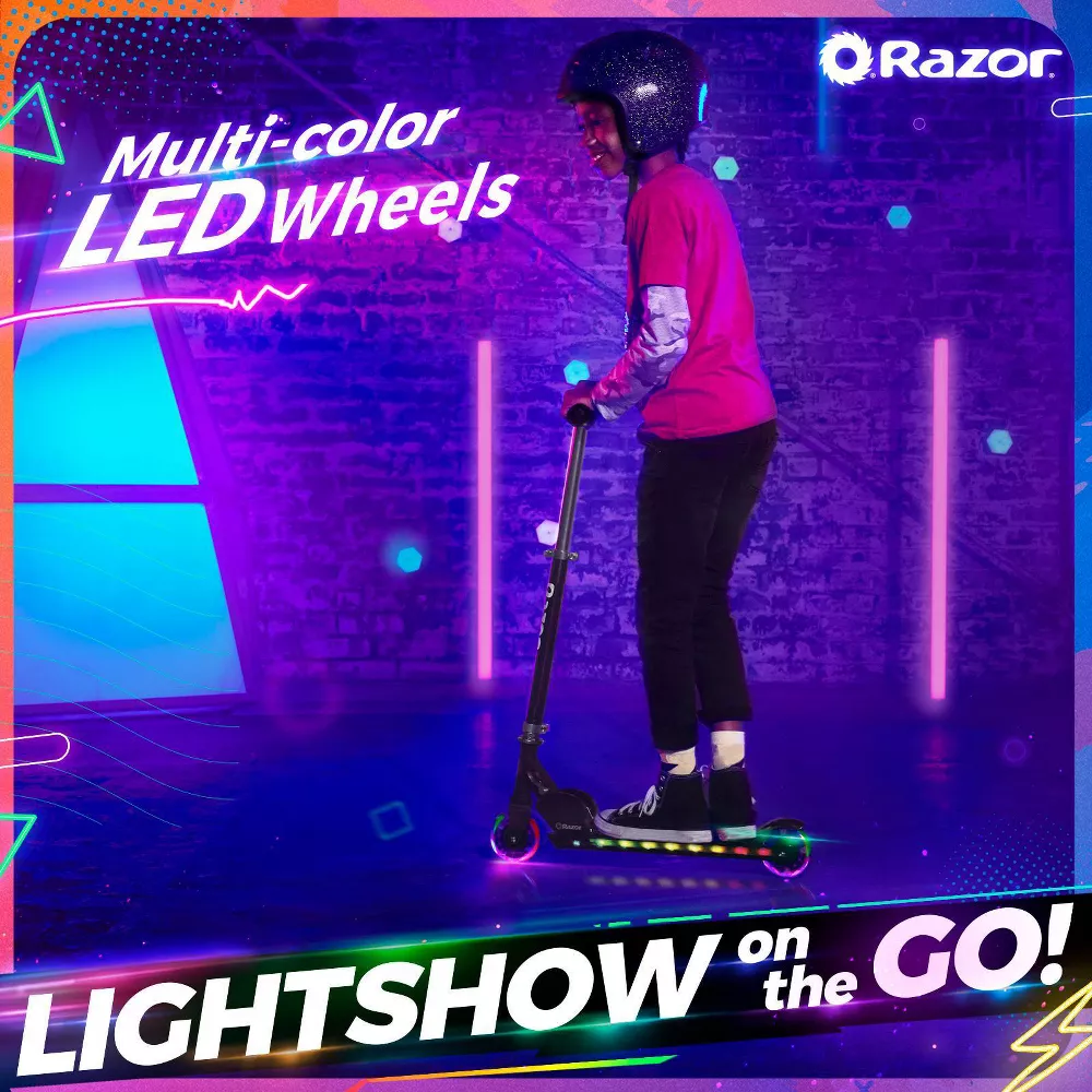 A+ 2 Wheel Scooter with LED Lights - Black - Image 2