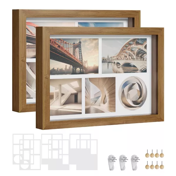 A4 Shadow Box Frame, Memory Display Case for Desk Wall Decor Set of 2 - Image 3