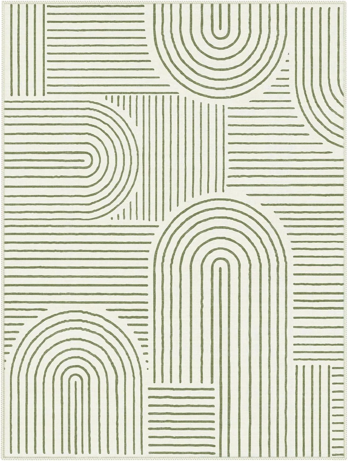 Soft Washable Rugs, Ultra-Thin Non-Slip Modern, Green 9x12