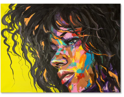 ' Abstract Colorful Fantasy Portrait Of A Young Woman I ' Modern Canvas Wall Art Print