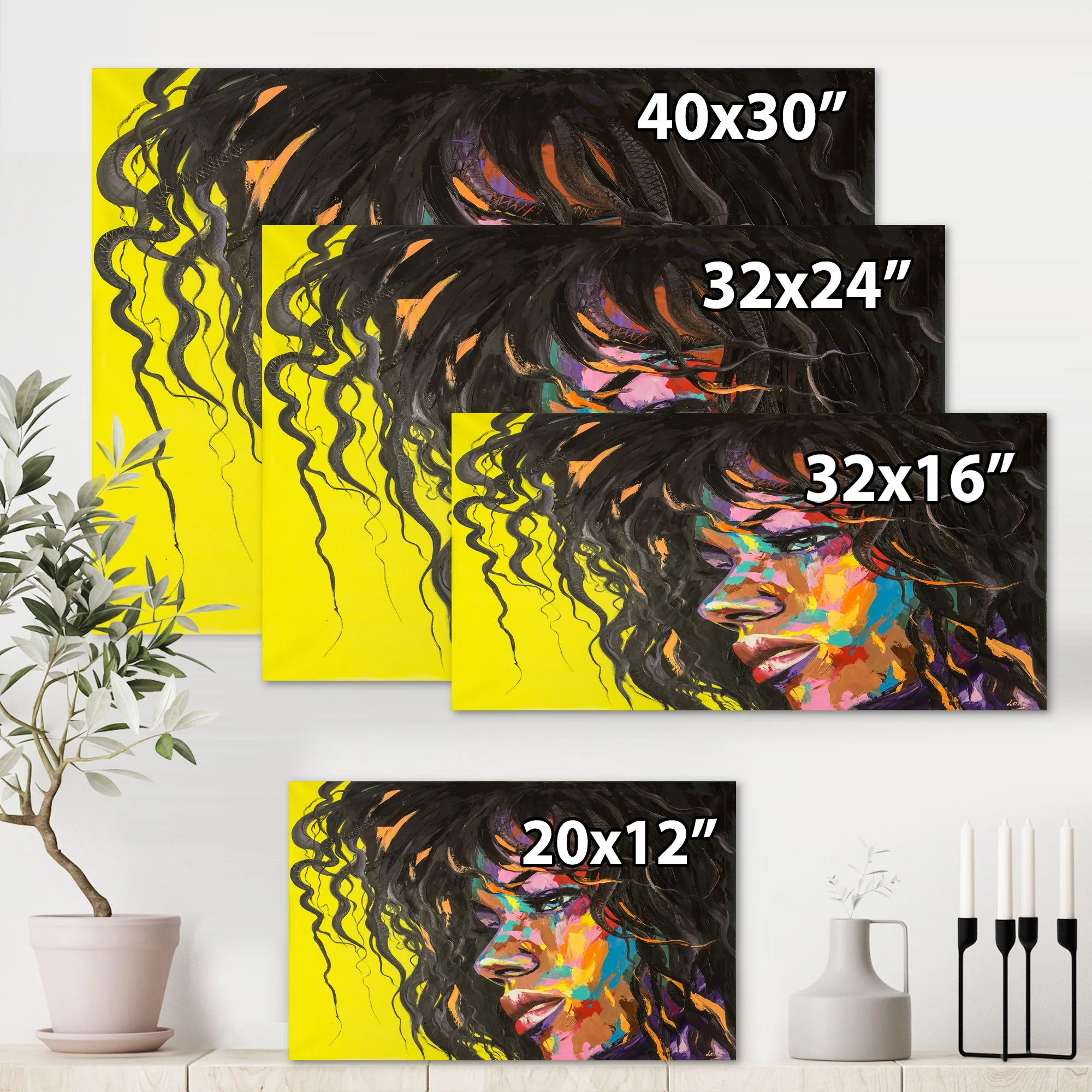 ' Abstract Colorful Fantasy Portrait Of A Young Woman I ' Modern Canvas Wall Art Print - Image 2