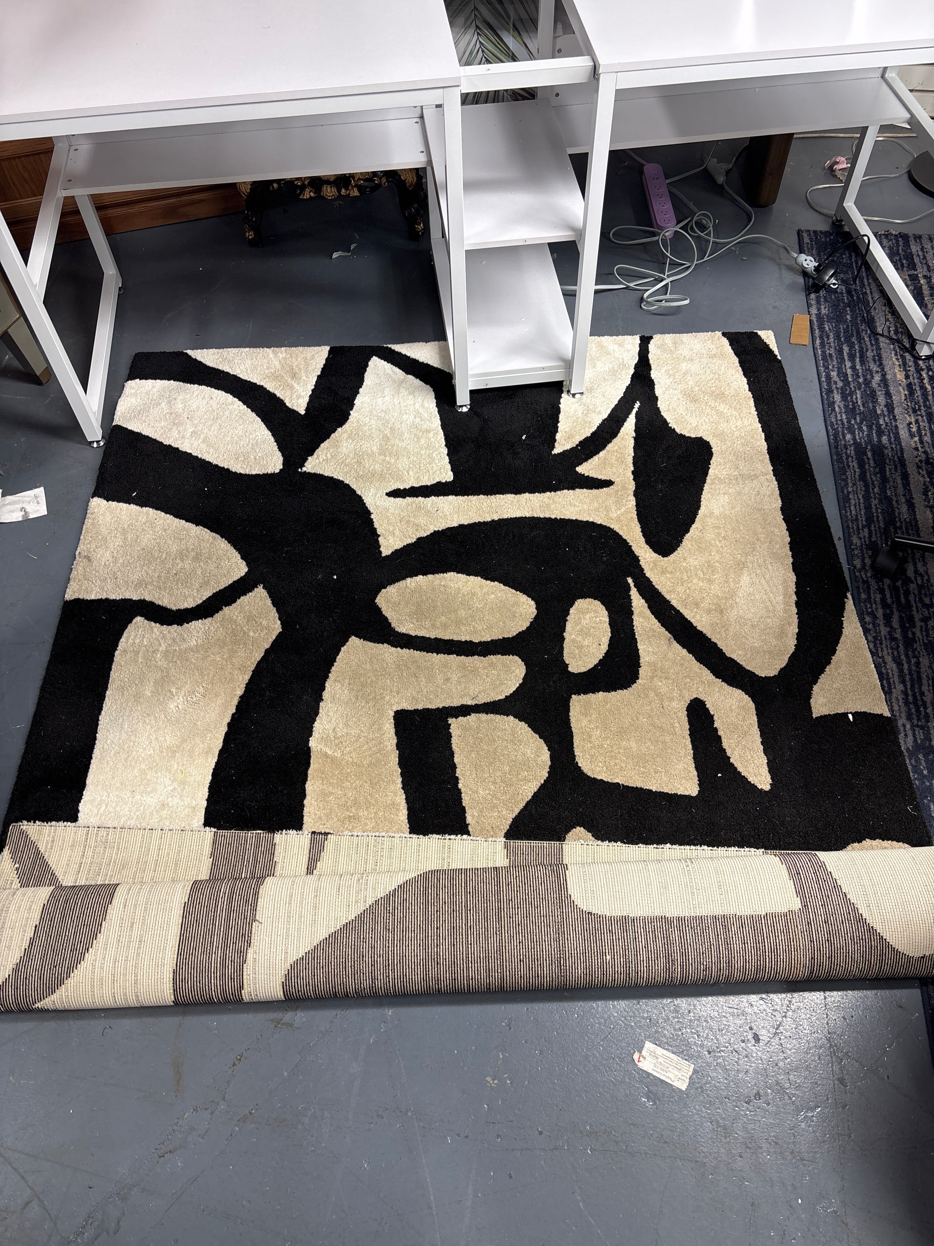 Abstract Inkblot Rug Black/White Floor Model SHOWROOM ITEM - Image 2