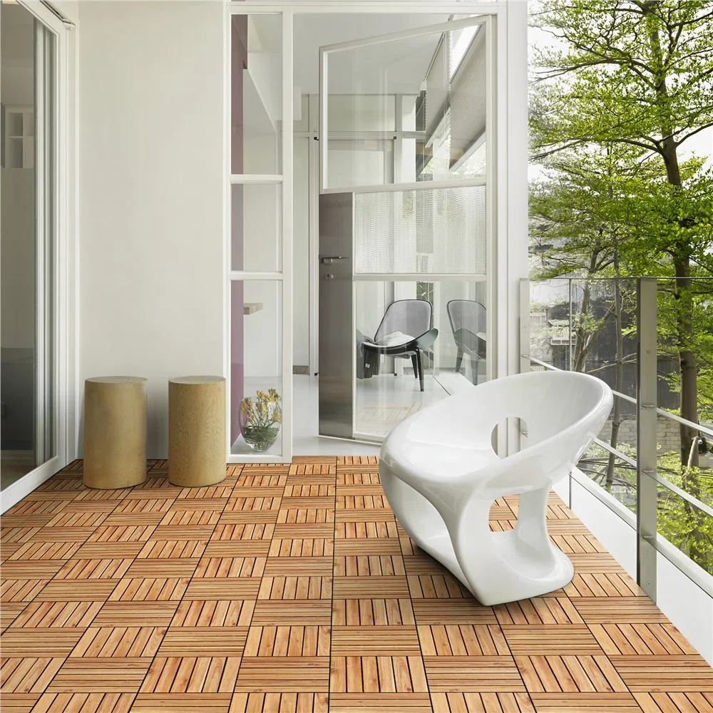 Acacia Natural Wood Interlocking Deck Tiles (Set of 27) - Image 4