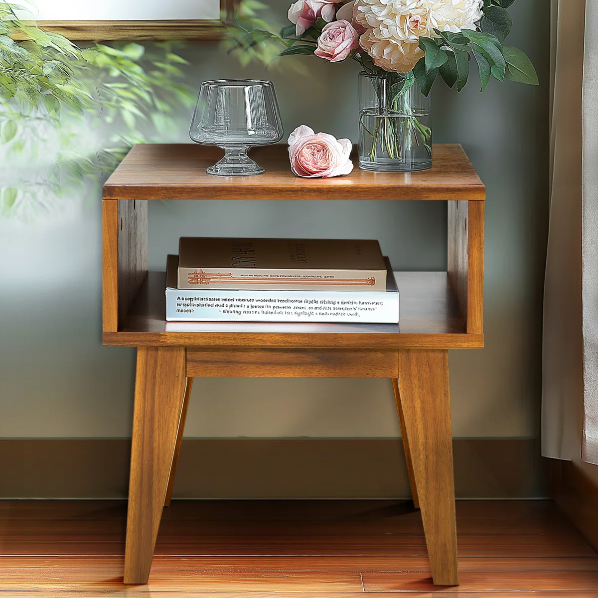 Acacia Serena Solid Wood Nightstand - Walnut SHOWROOM ITEM