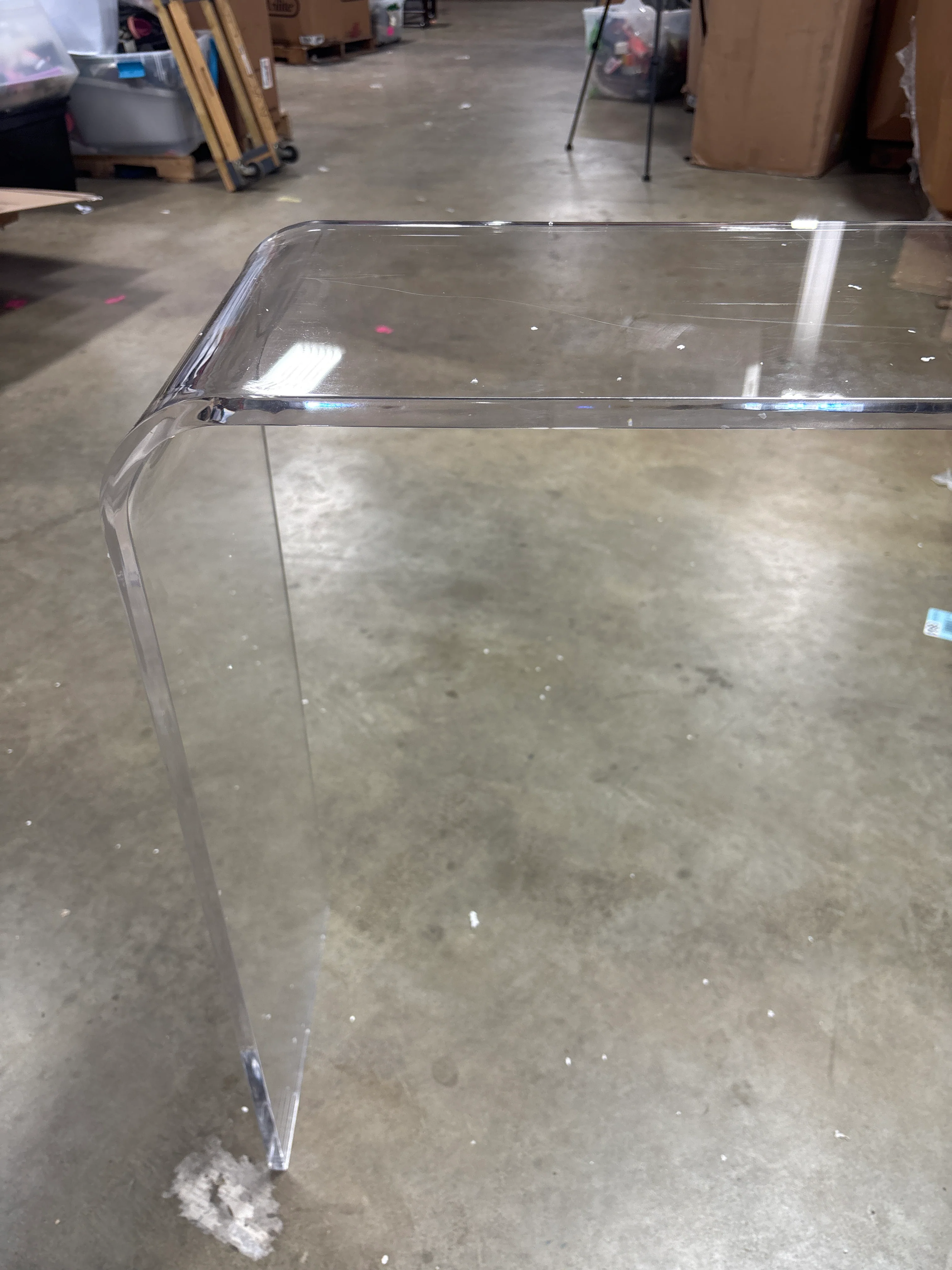 Acrylic Console Table Thick Modern Lucite Desk SHOWROOM ITEM - Image 5