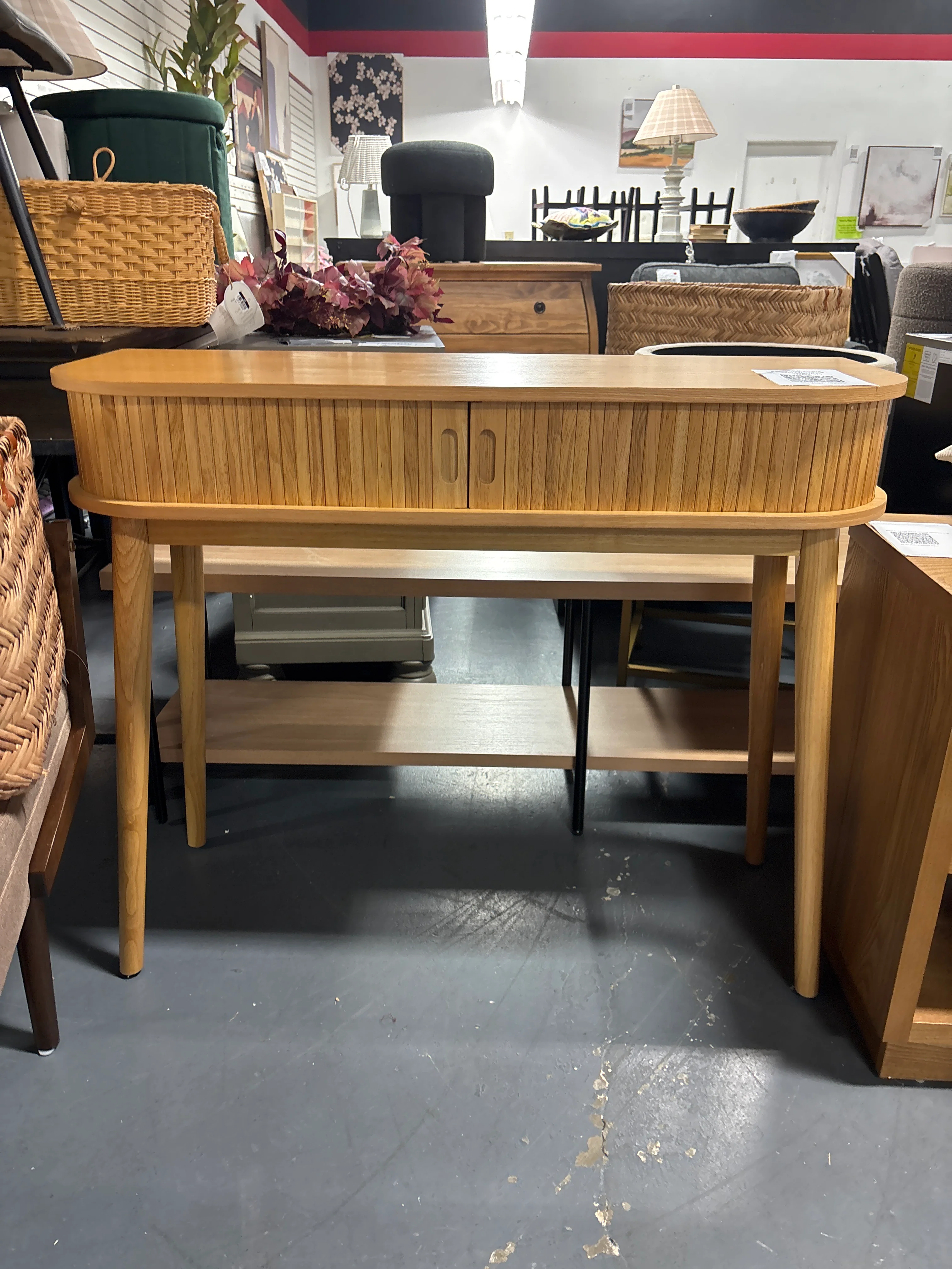Adelpha Console Table with Sliding Doors Natural SHOWROOM ITEM - Image 2
