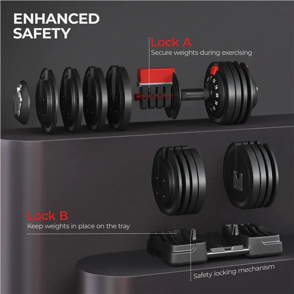 (1) Adjustable Dumbbells Fast Adjust Dumbbell Weight - Image 4