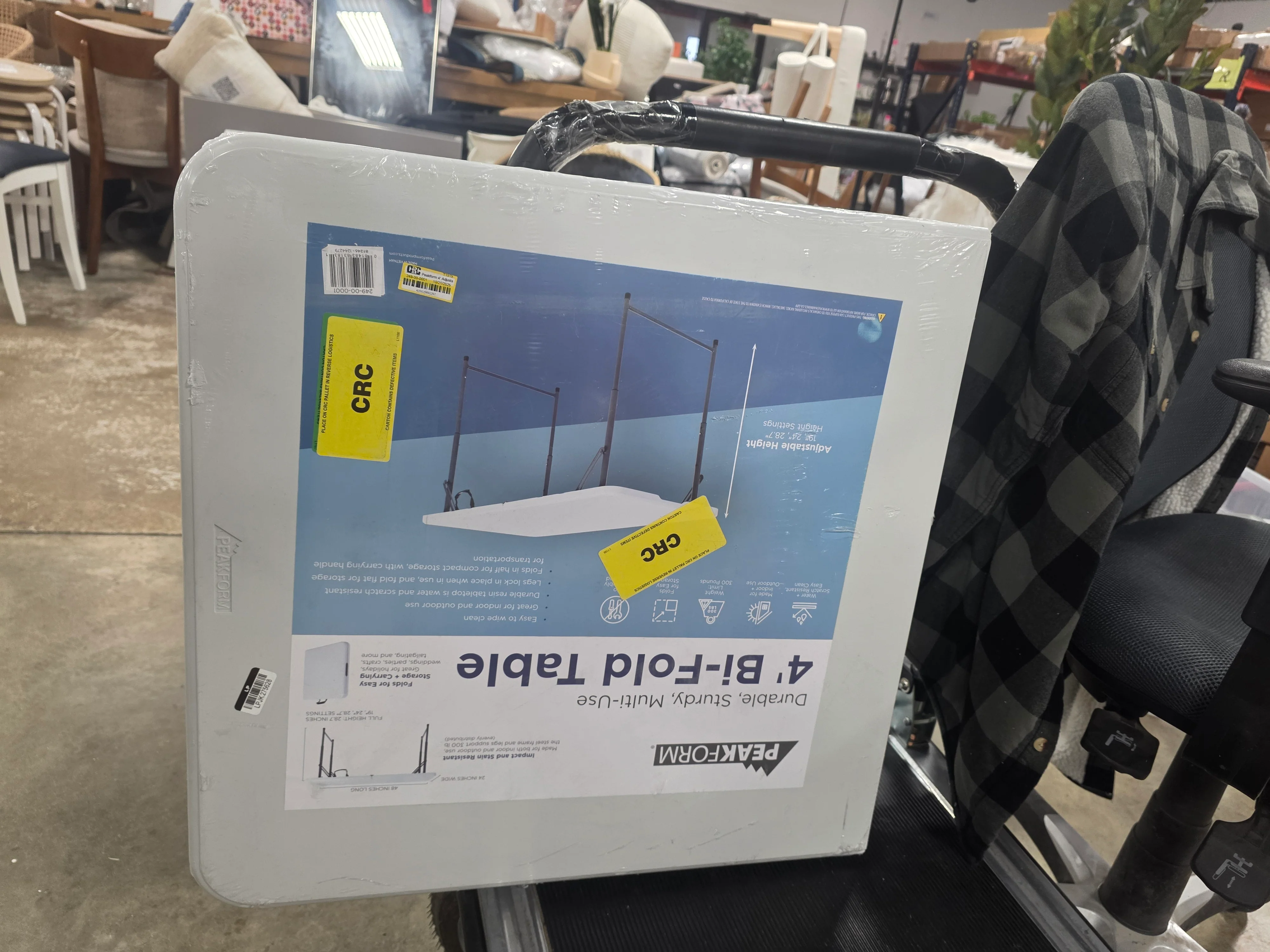 Adjustable Height Folding Table Off-White - Image 6